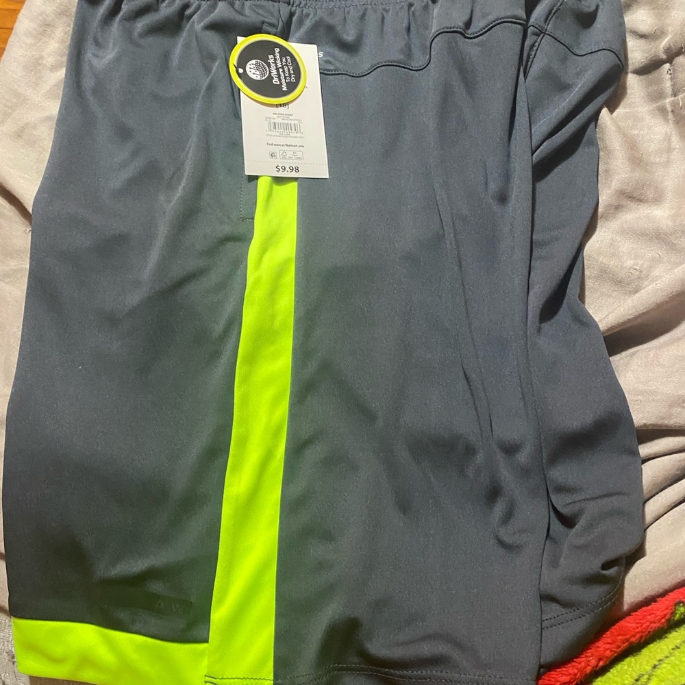 Athletic Works Gray and Green Performance Shorts
